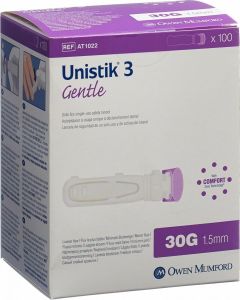 Unistik®3 Gentle lancettes 30G diamètre 1,5 mm boîte de 100