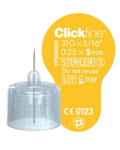 Clickfine® aiguille à stylo Diamond Tip 5 mm 31G diamètre 0,25 mm boîte de 100